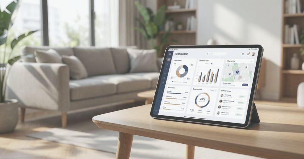 Ukázka transparentního online systému pro realitní aukce na tabletu.